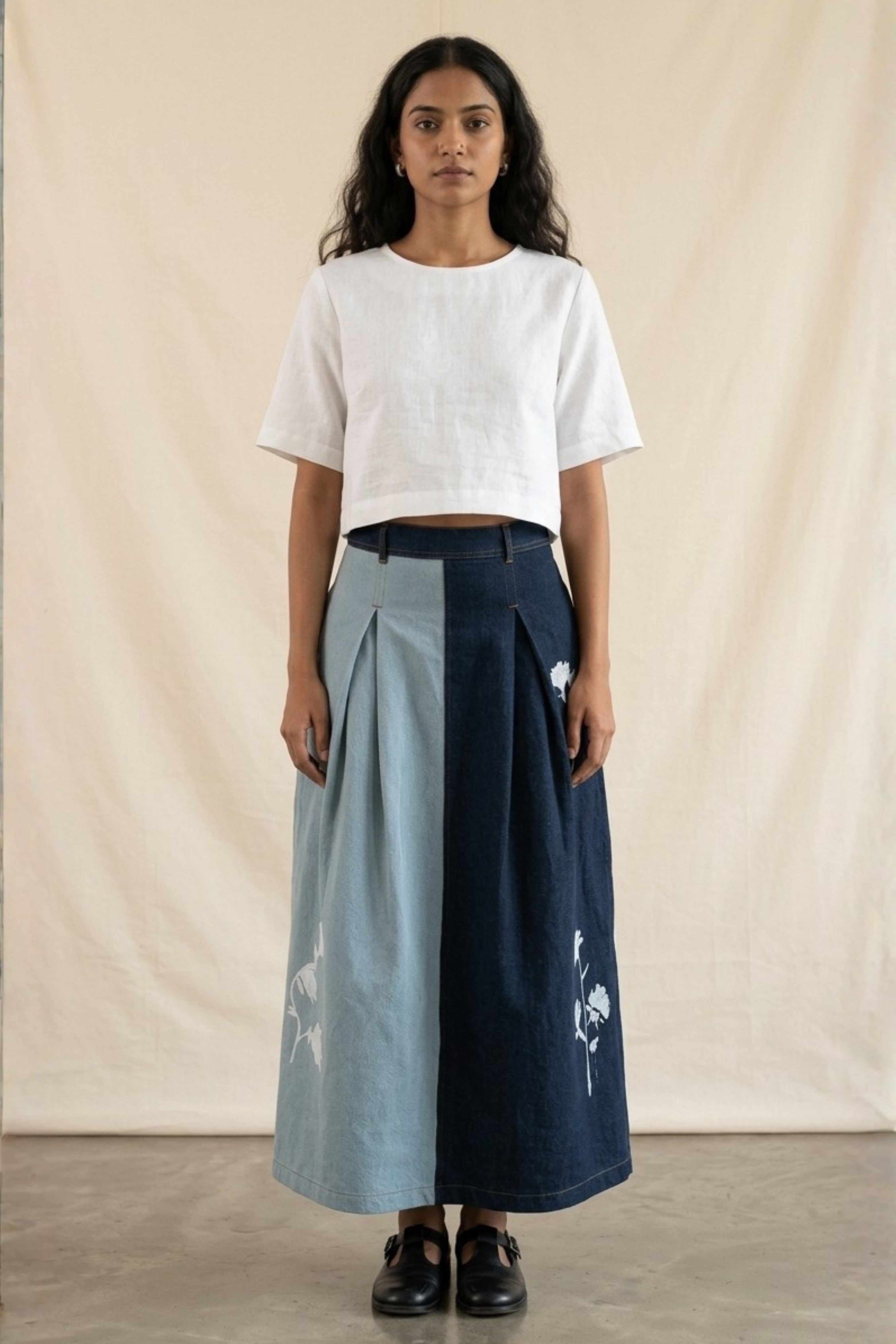 JUDY DENIM PANELLED SKIRT