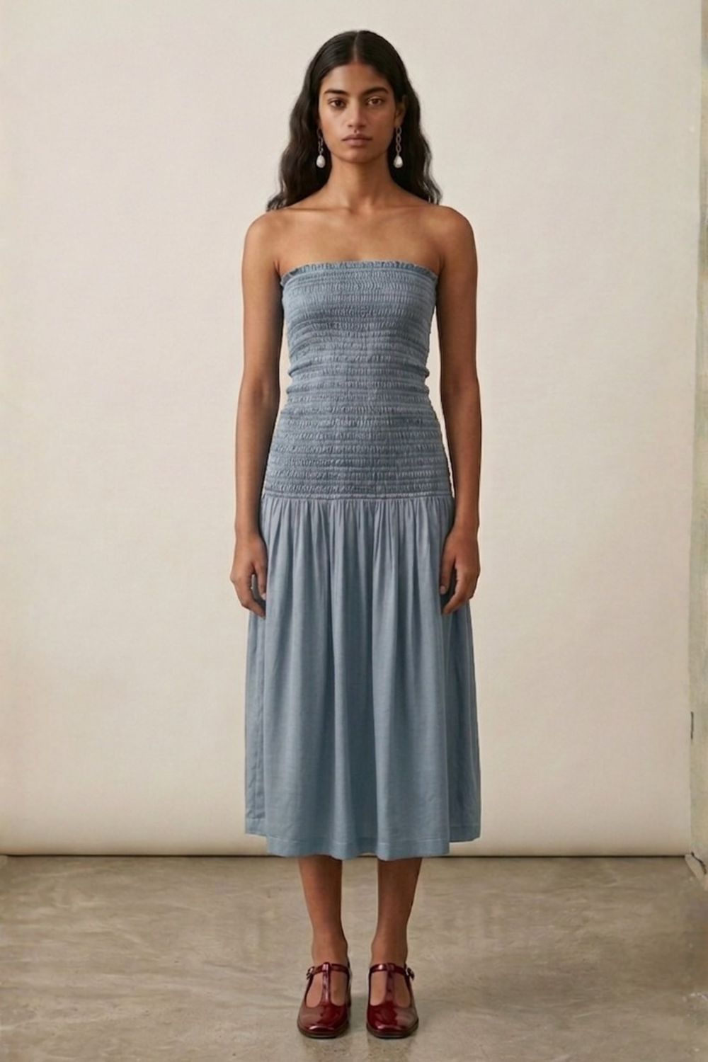 CHERRY DUSTY BLUE DRESS