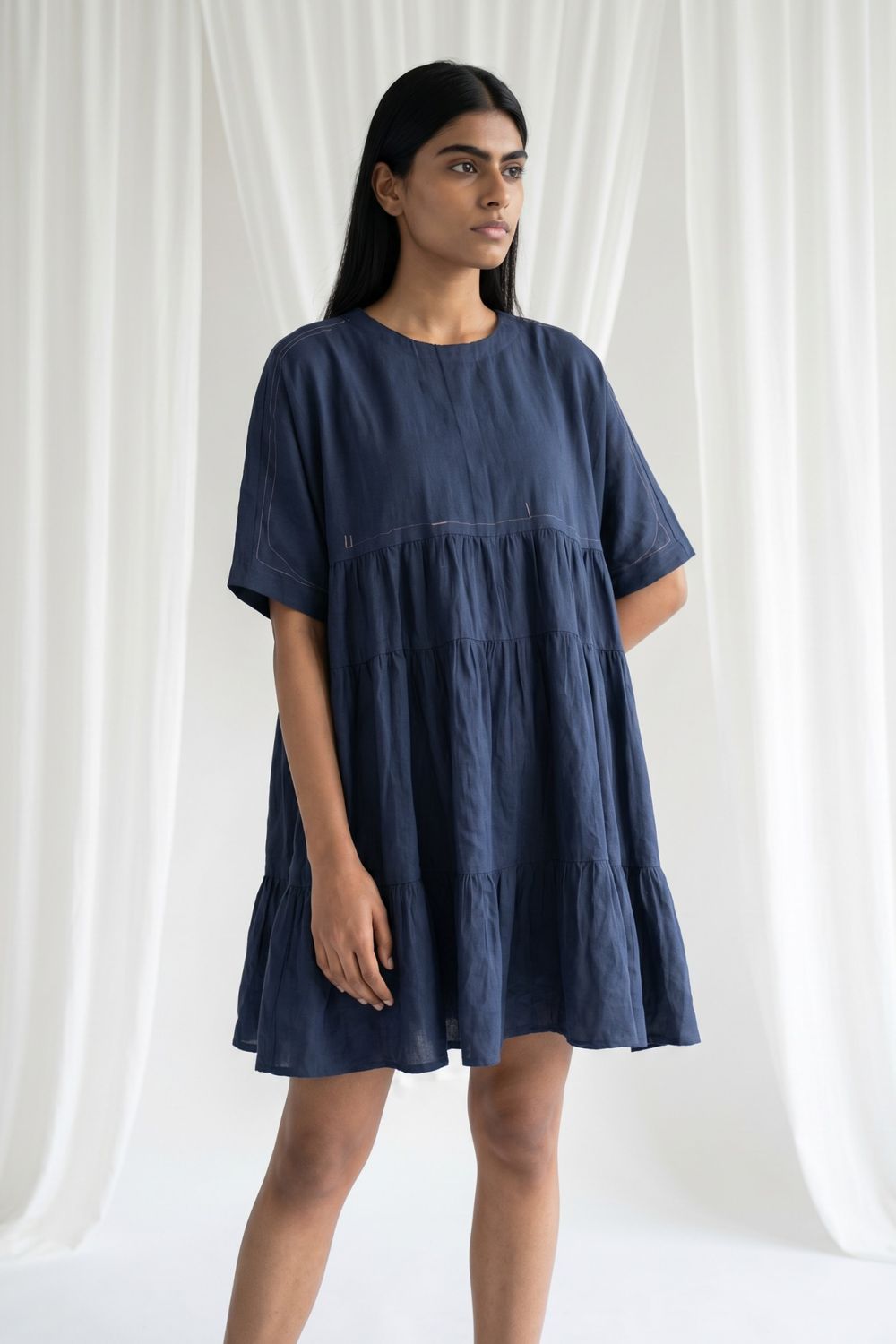 ARLENE MUTED INDIGO DRESS