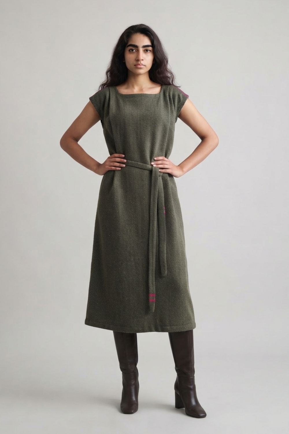 ERNA GREEN WOOLLEN DRESS