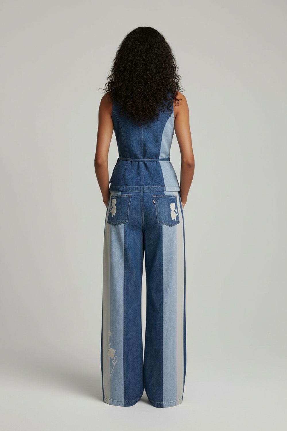 SYLVIA DENIM PANELLED WAISTCOAT