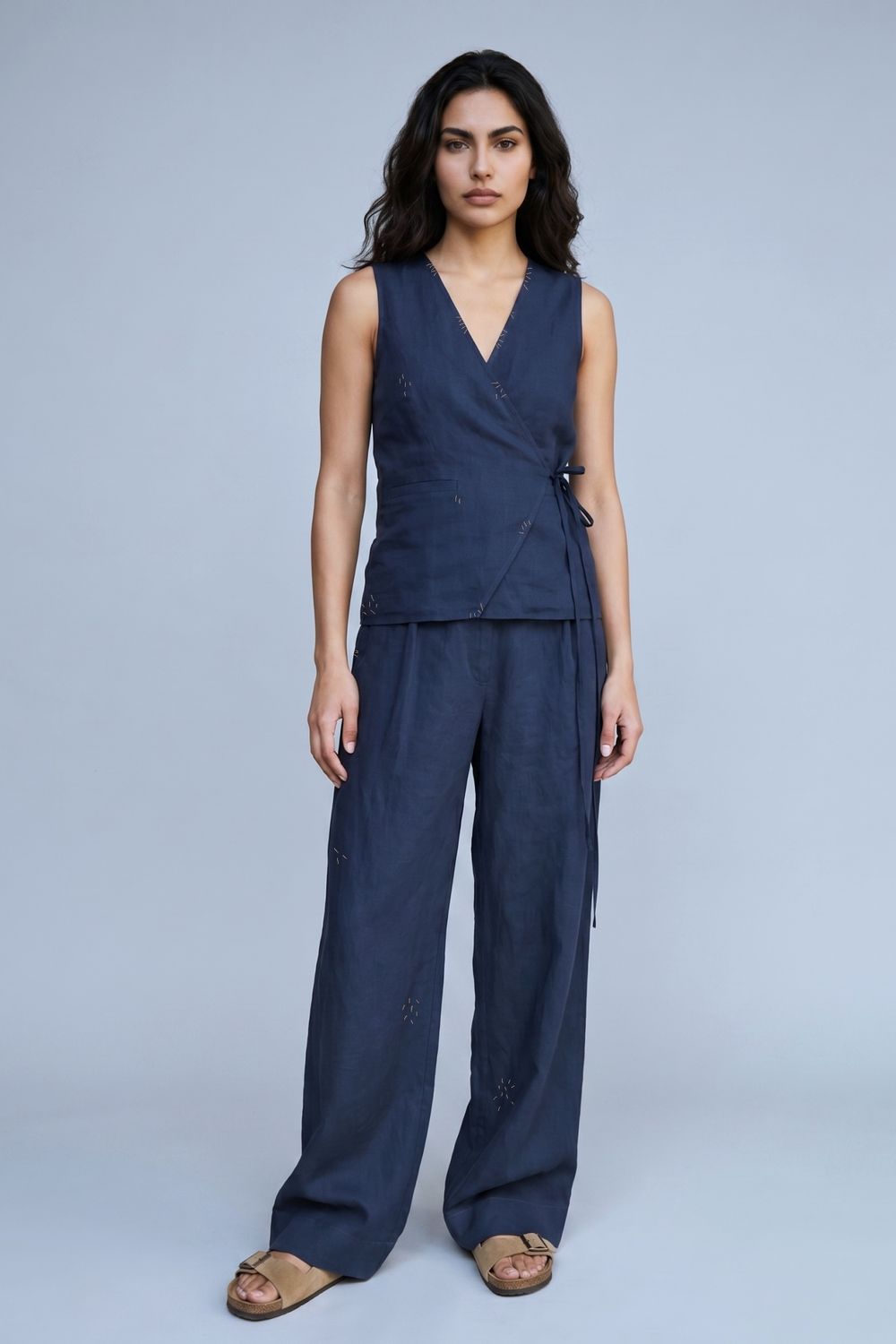 SYLVIA MUTED INDIGO WAISTCOAT
