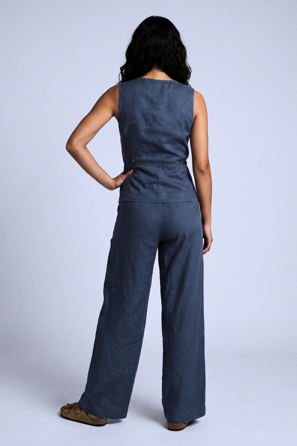 SYLVIA MUTED INDIGO WAISTCOAT