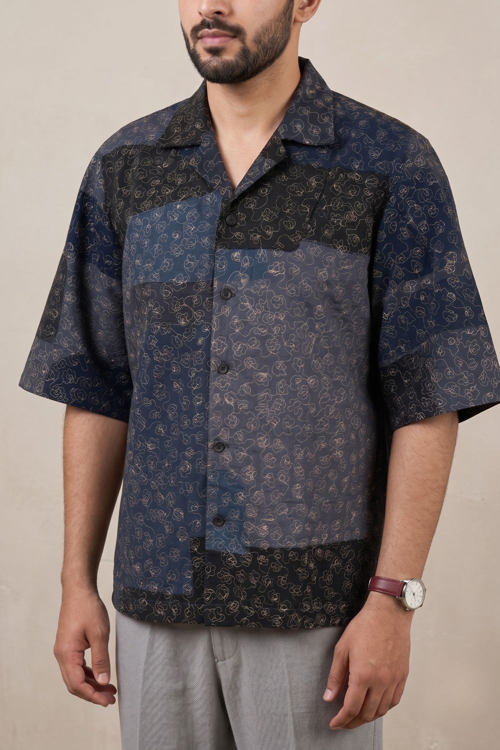 NOREN BLUE EMBROIDERED SHIRT