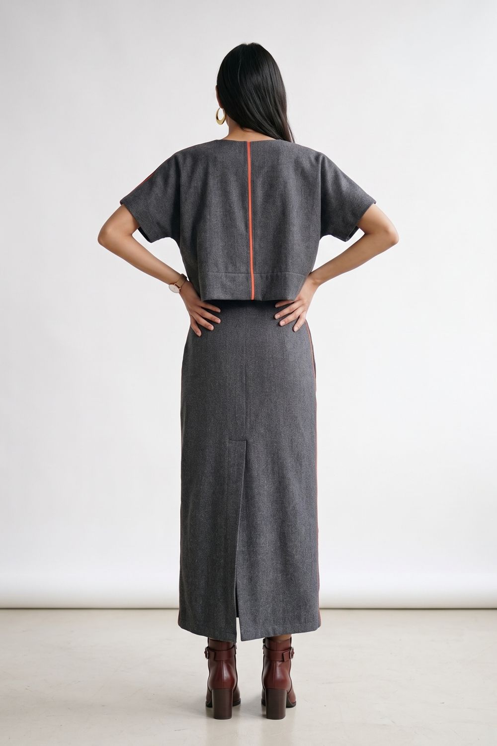ABBY GREY WOOLLEN SKIRT