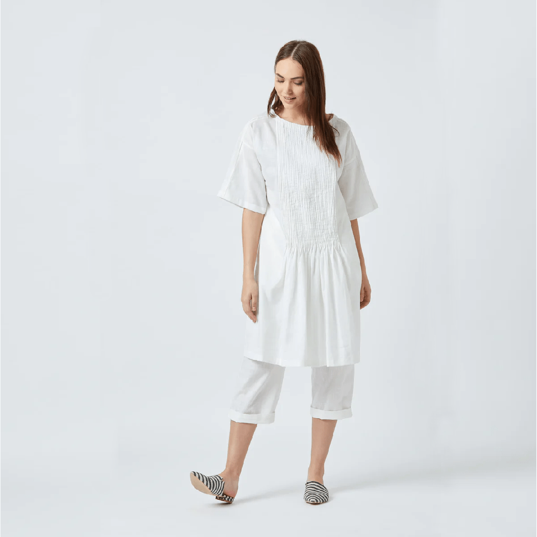 Jean White Tunic Set