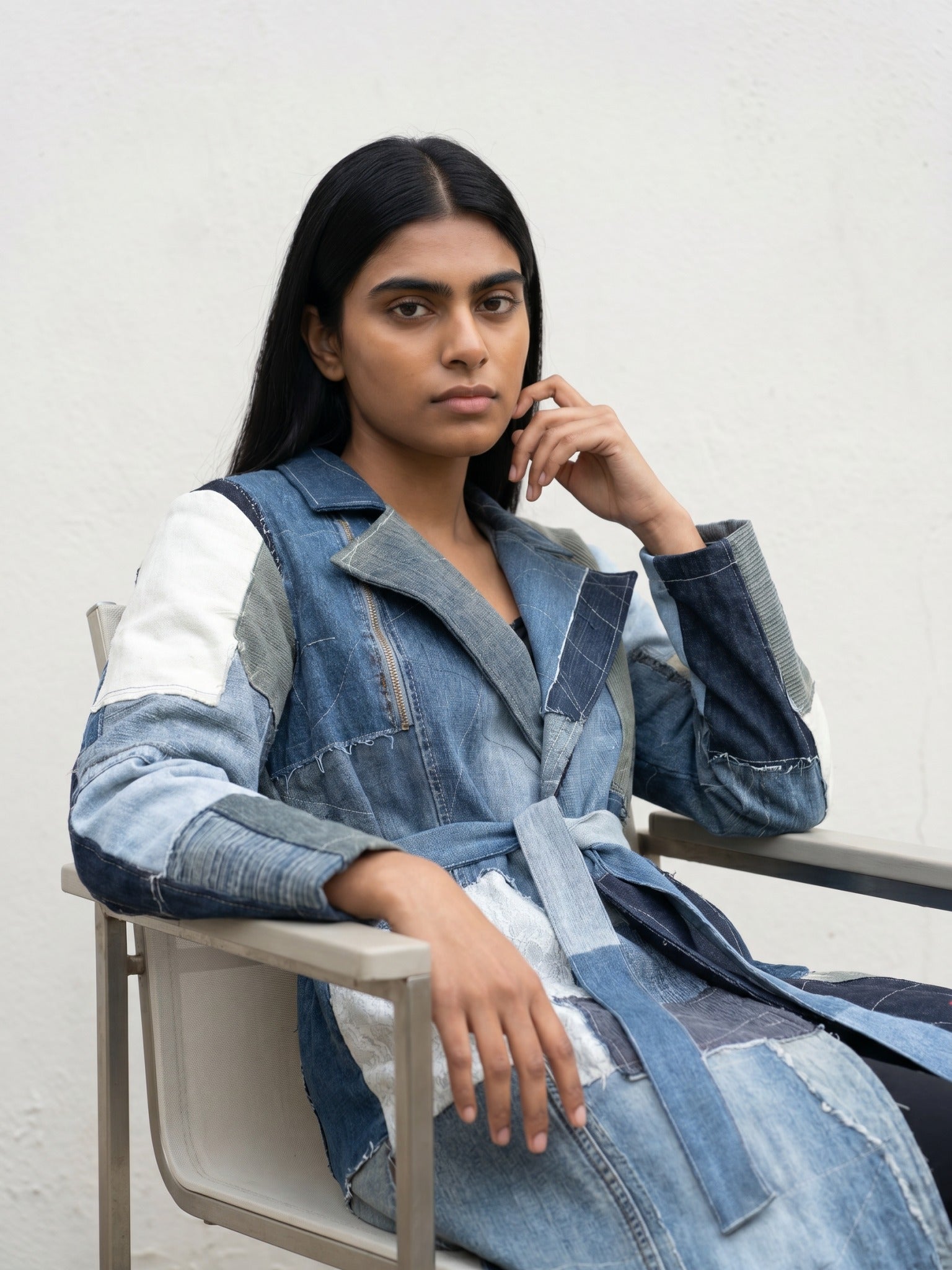 AMELIA DENIM PATCHWORK TRENCH