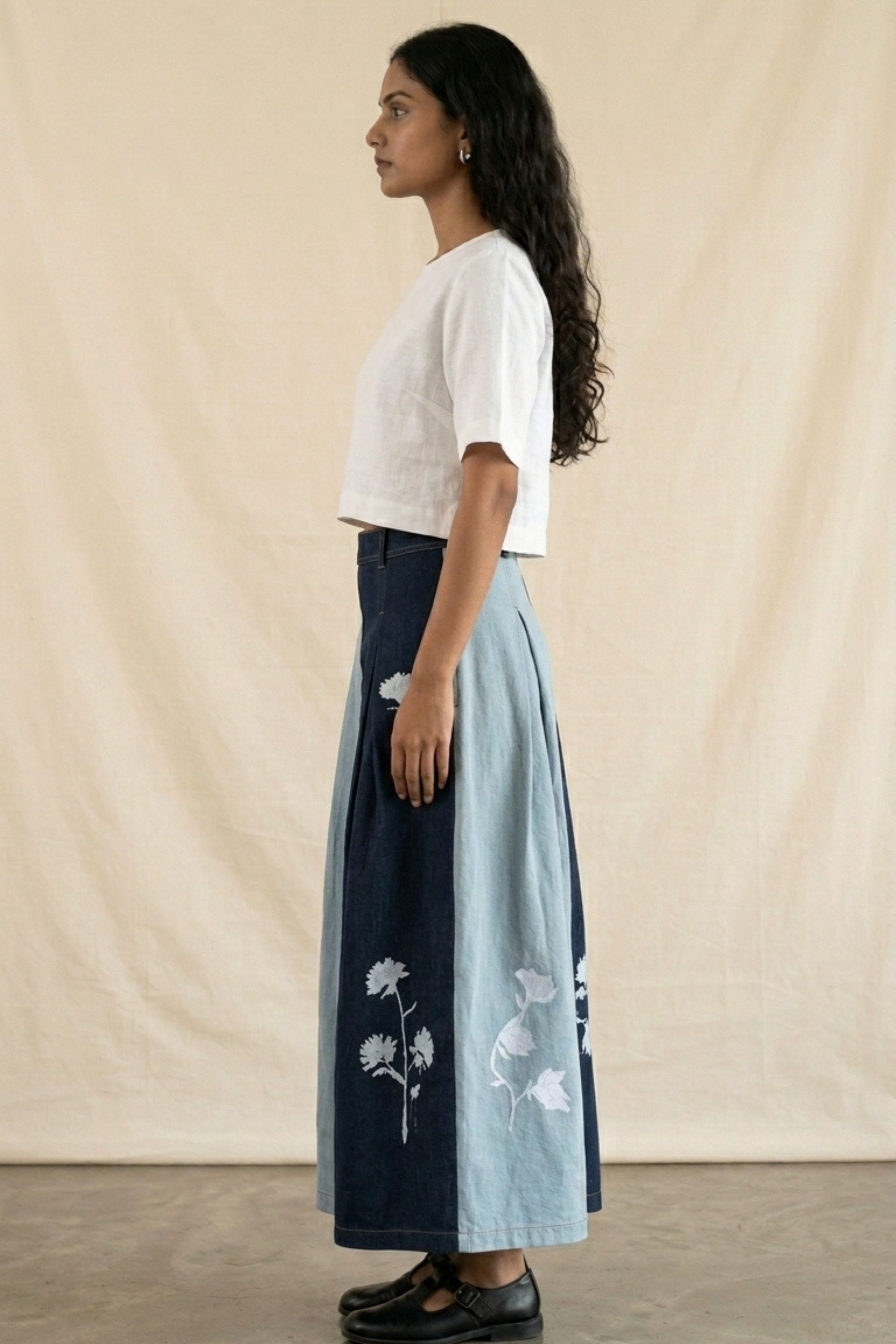 JUDY DENIM PANELLED SKIRT