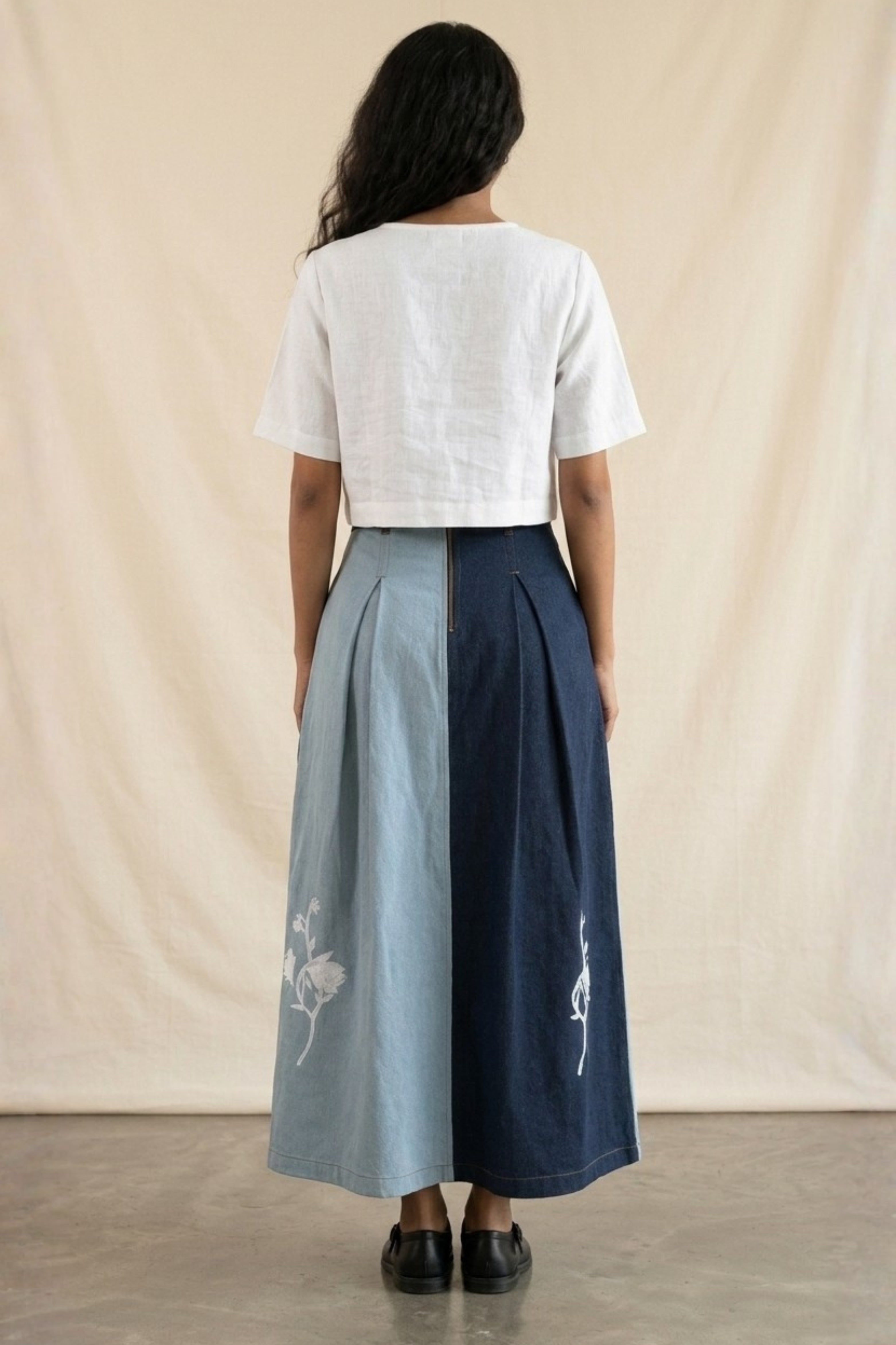 JUDY DENIM PANELLED SKIRT