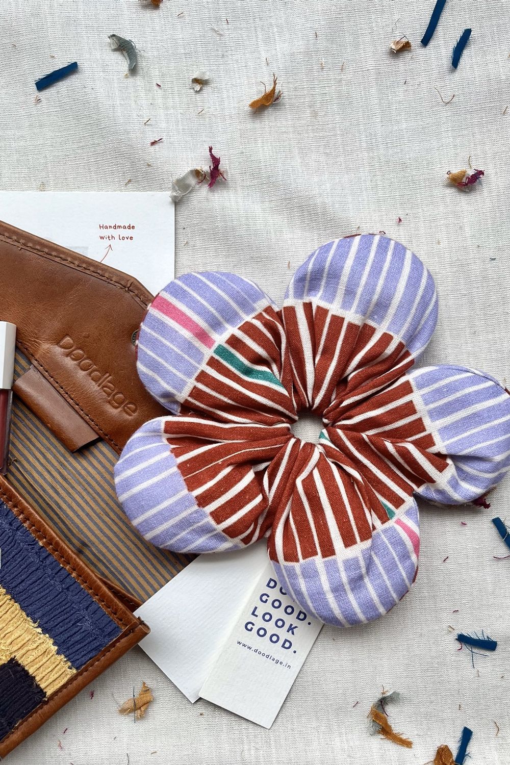 Striped Floral Scrunchie