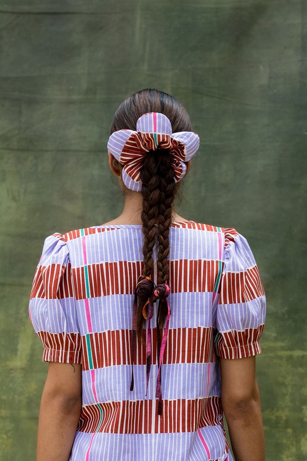 Striped Floral Scrunchie