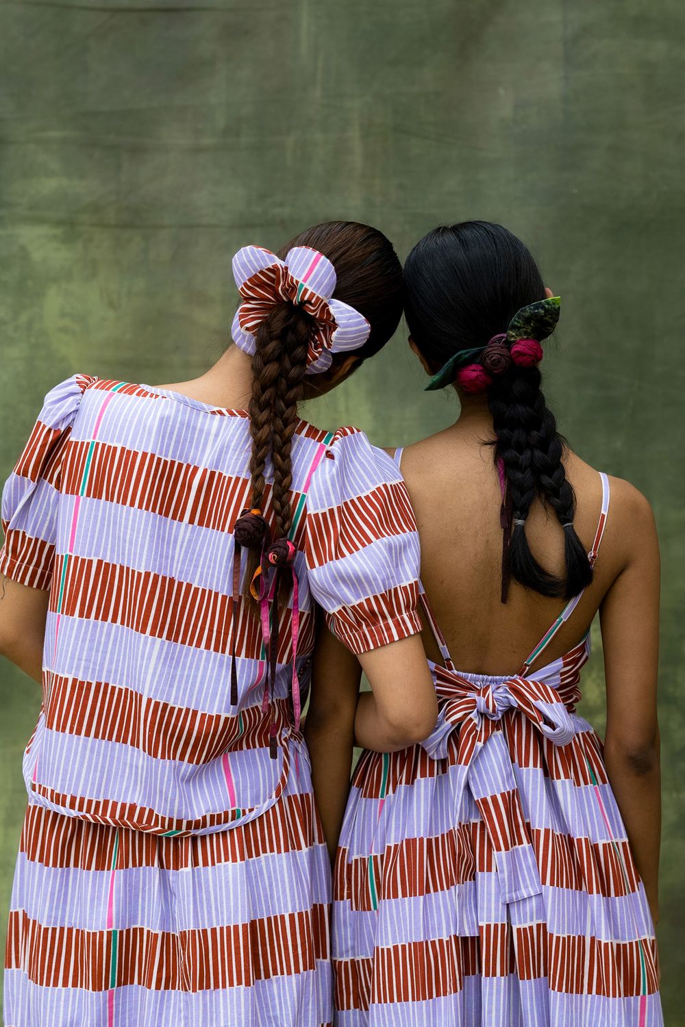 Striped Floral Scrunchie