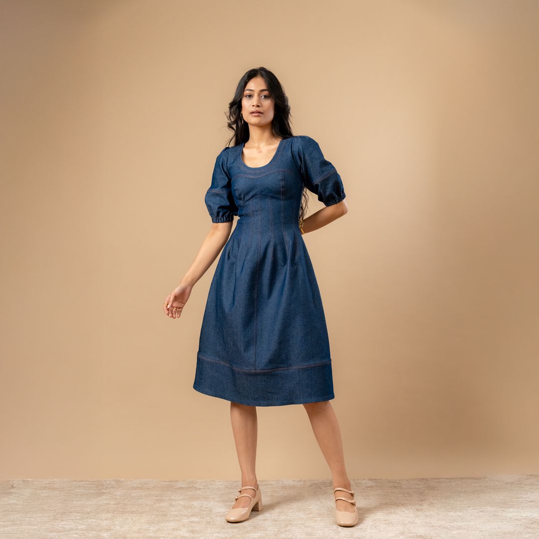 ISABELLE UPCYCLED DENIM DRESS