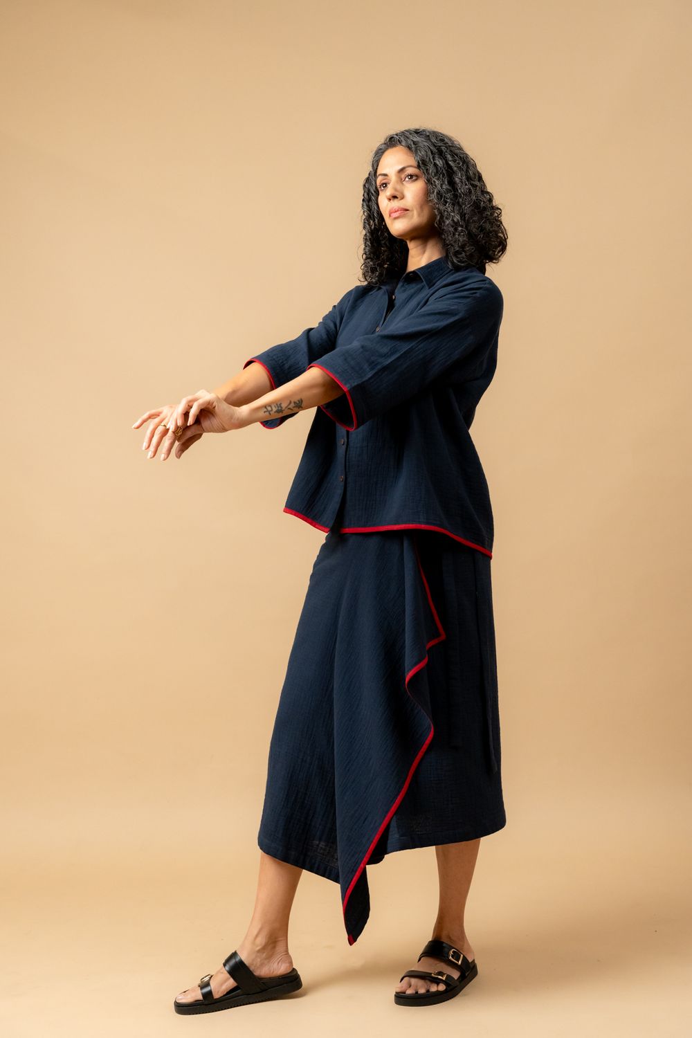 SHIRIN BLUE ORGANIC COTTON SKIRT
