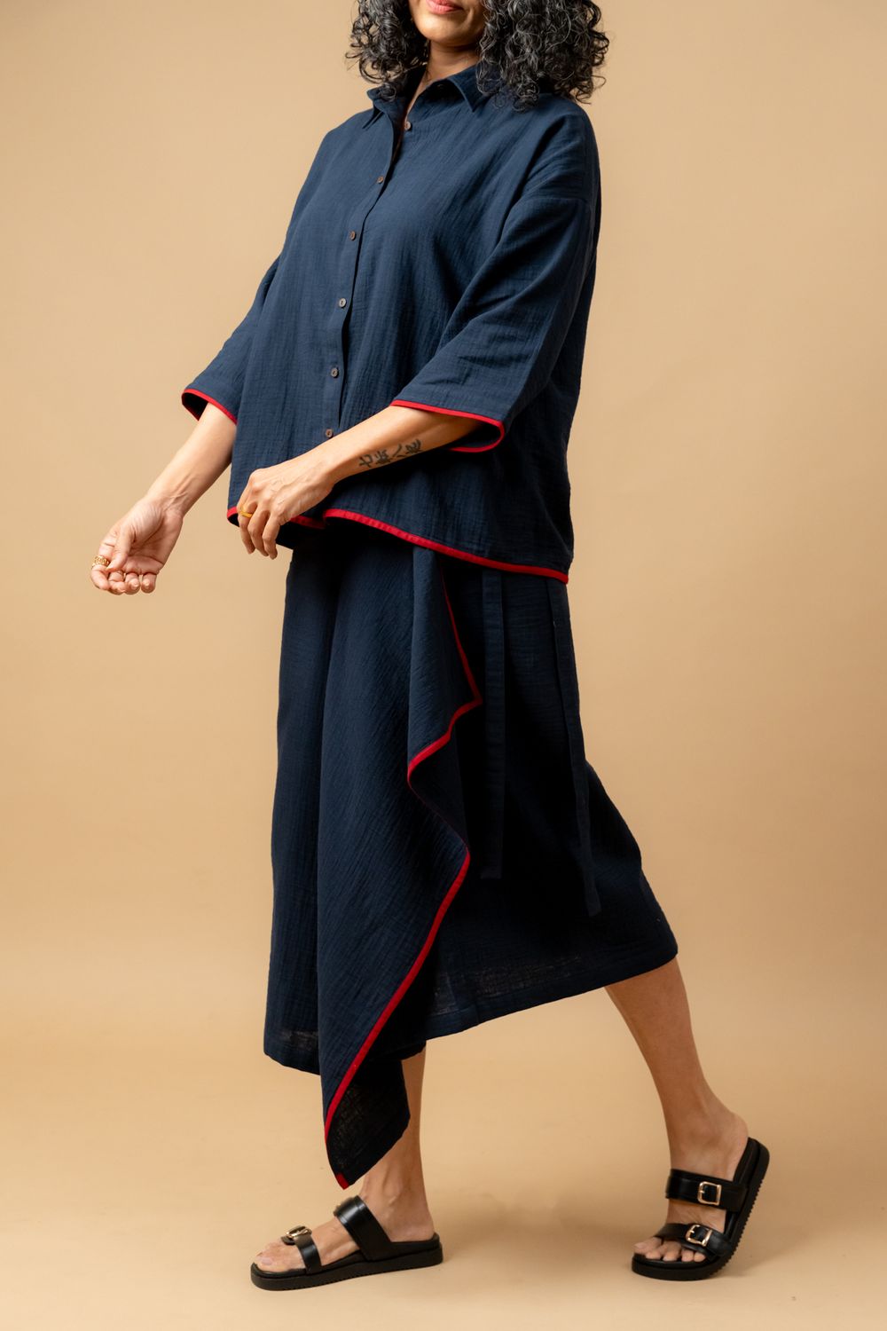 SHIRIN BLUE ORGANIC COTTON SKIRT