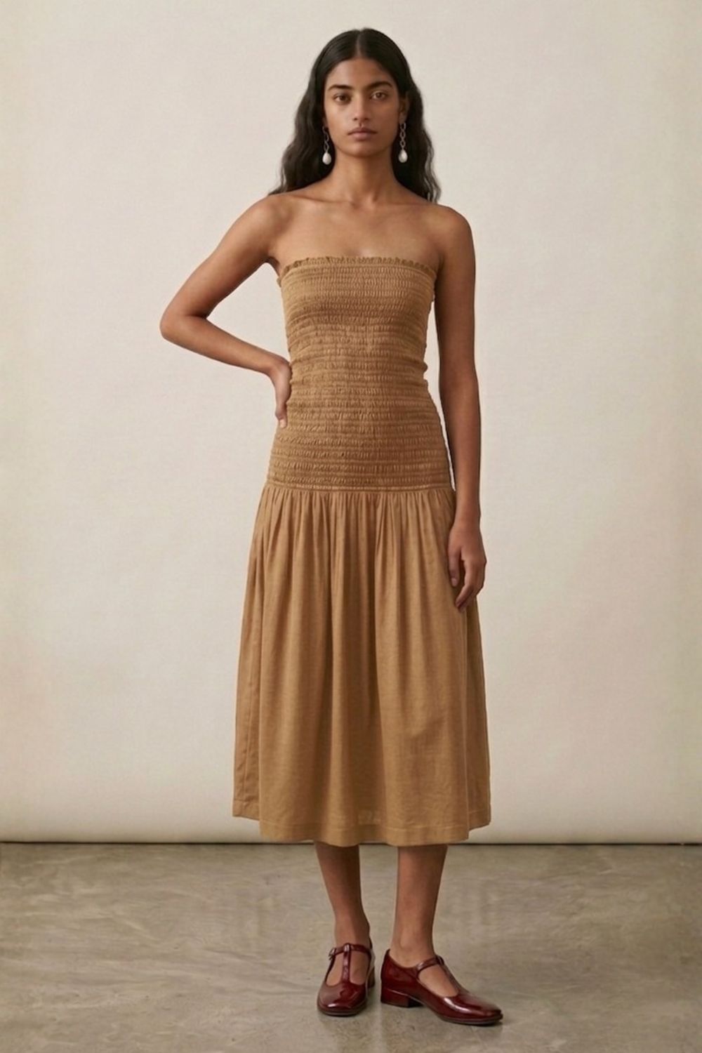 CHERRY BEIGE DRESS
