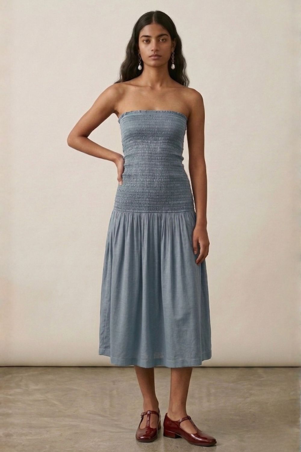 CHERRY DUSTY BLUE DRESS