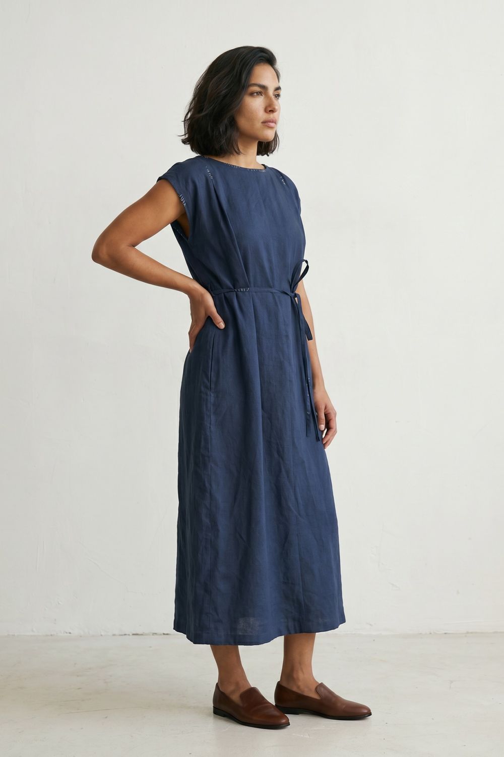 ERNA MUTED INDIGO DRESS