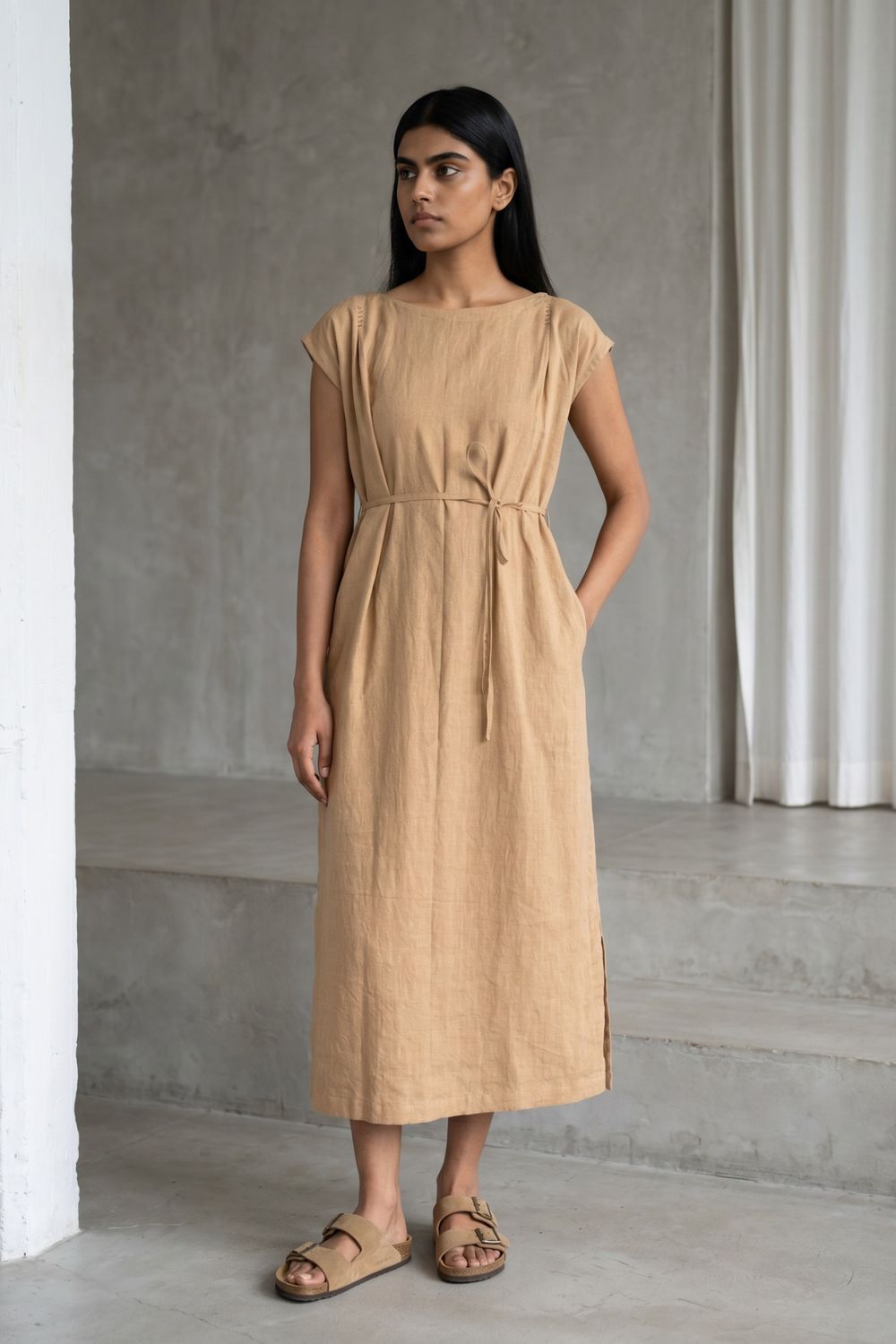 ERNA SAND BEIGE DRESS