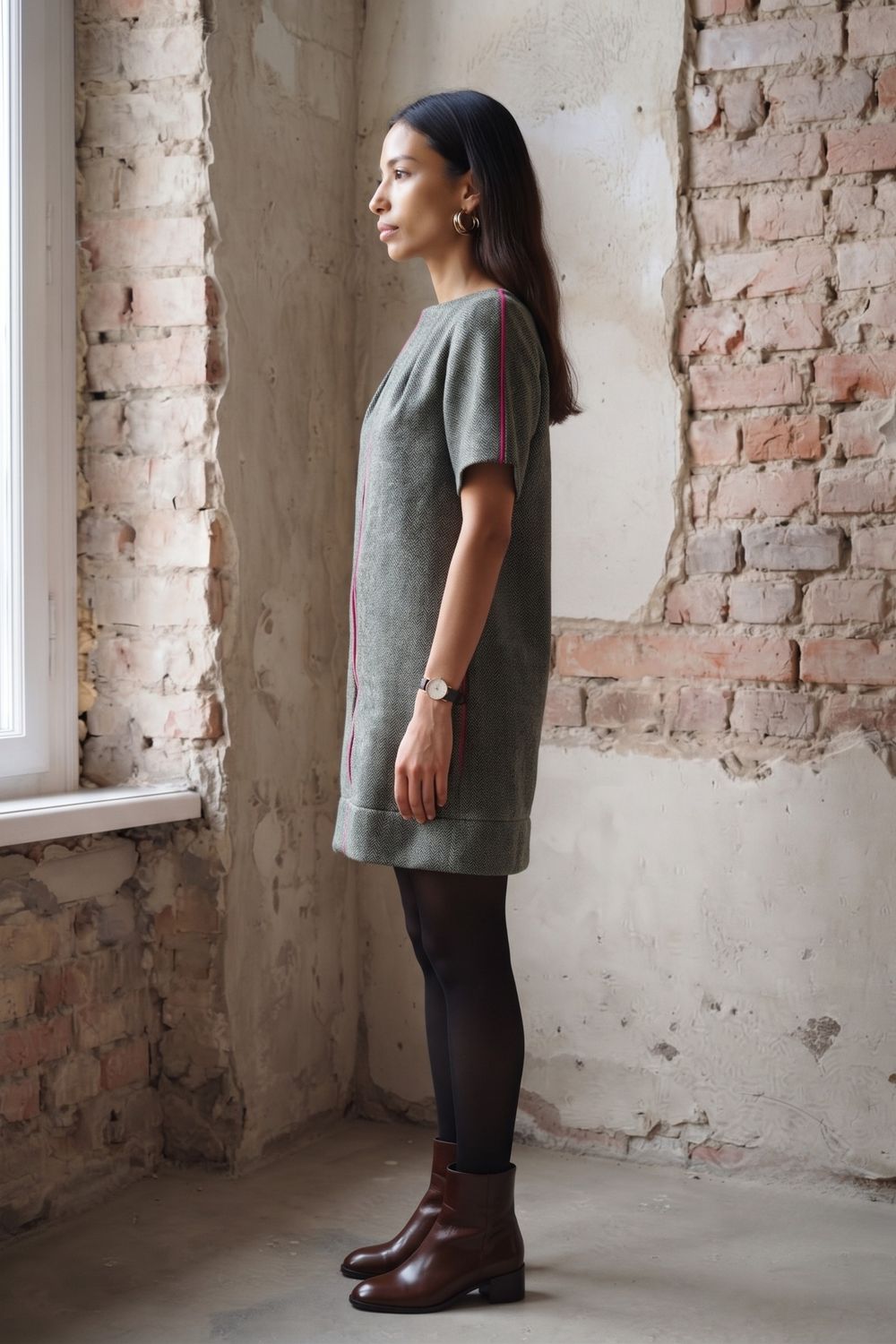 SORA GREEN WOOLLEN  DRESS