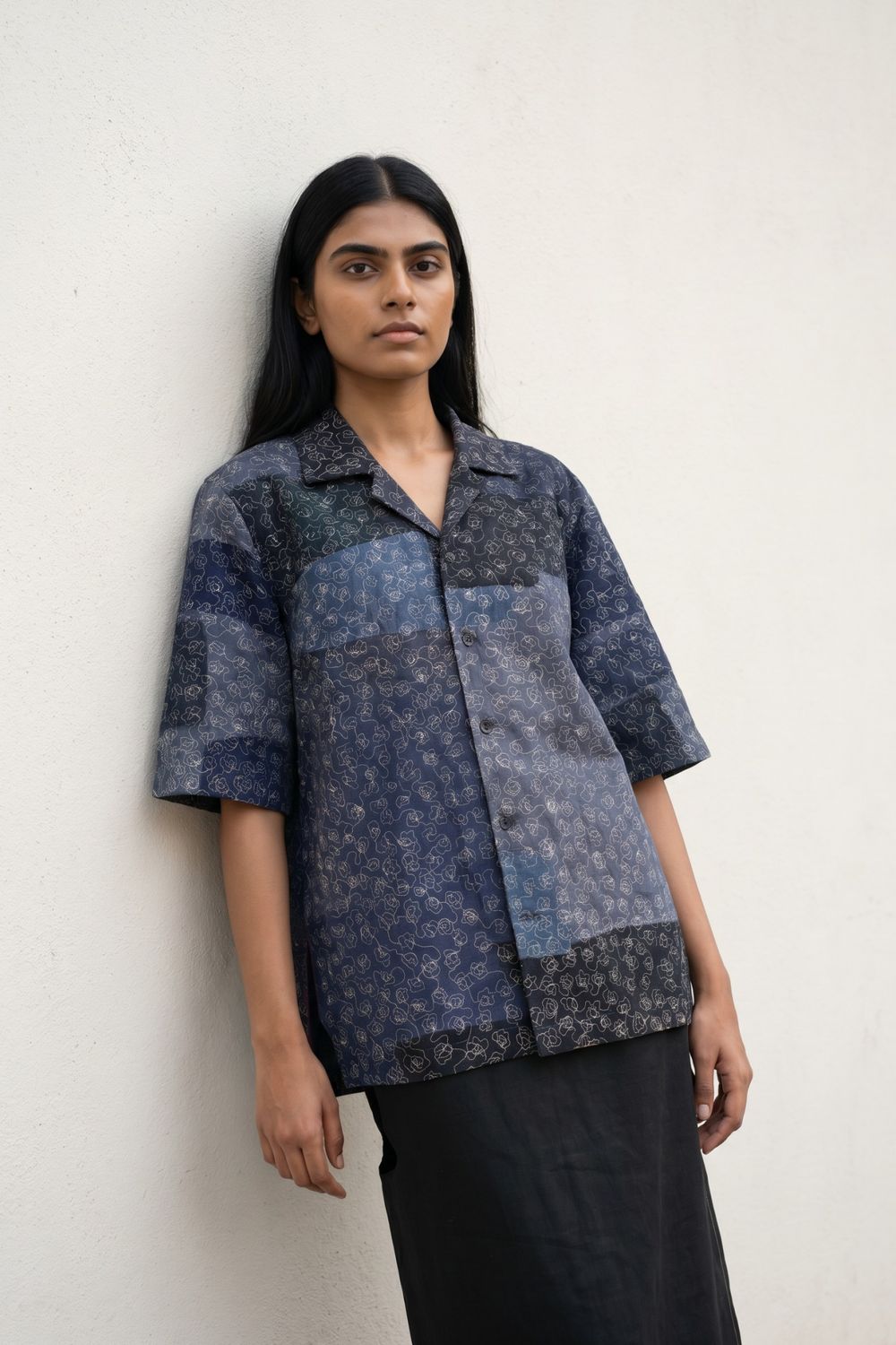 NOREN BLUE EMBROIDERED SHIRT