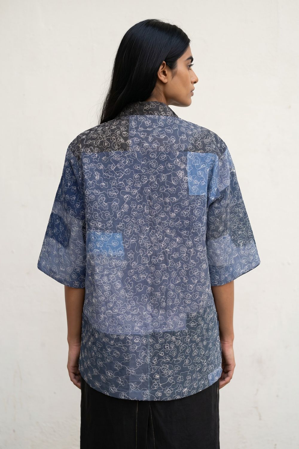 NOREN BLUE EMBROIDERED SHIRT