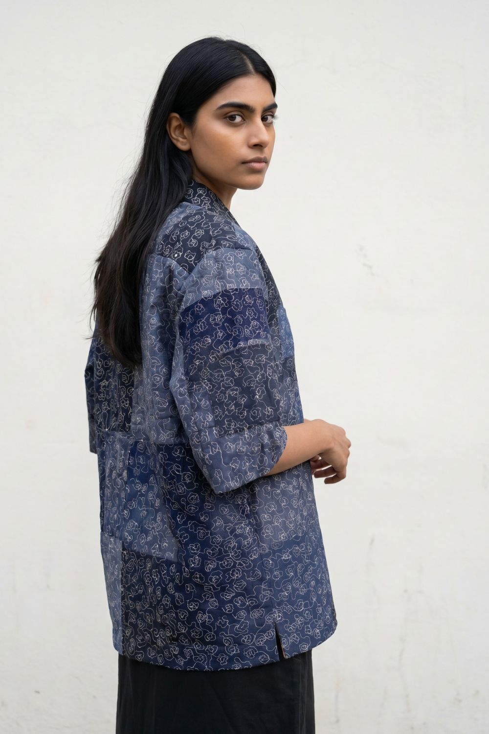 NOREN BLUE EMBROIDERED SHIRT
