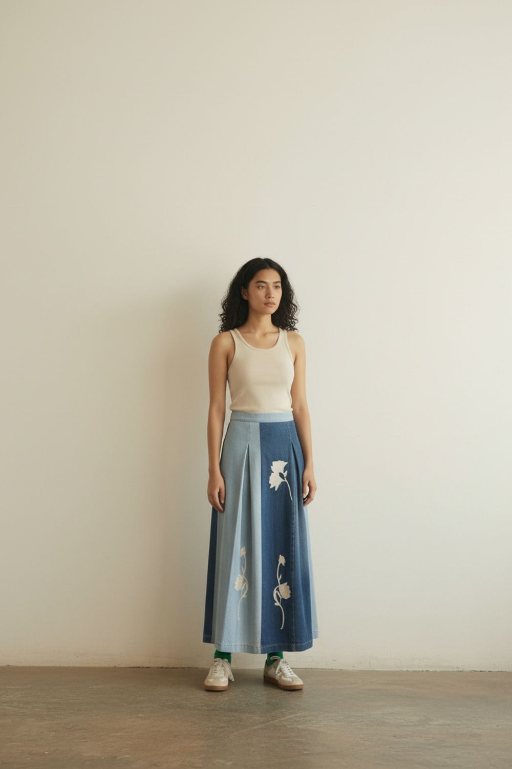 JUDY DENIM PANELLED SKIRT