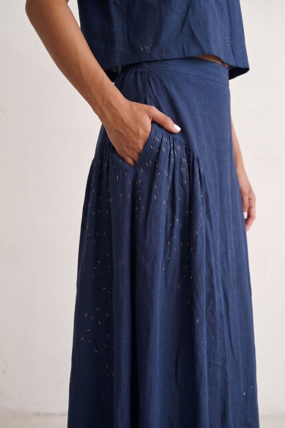 VELORA MUTED INDIGO SKIRT