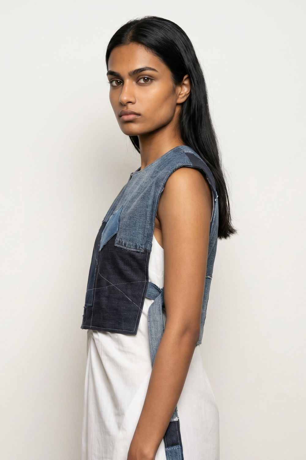 ECLIPSE DENIM PATCHWORK  TOP
