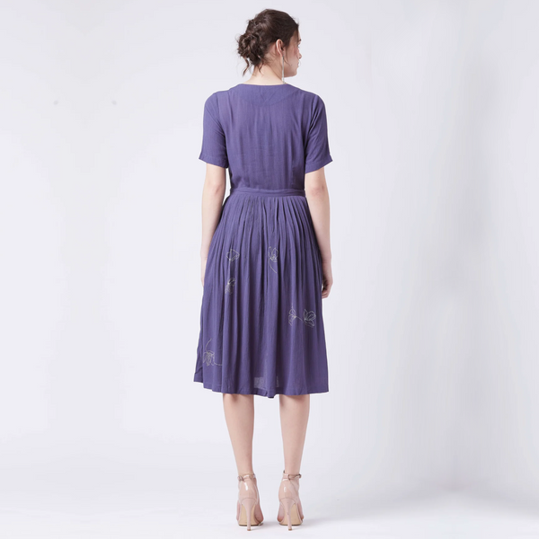 Emma Purple Emb Dress