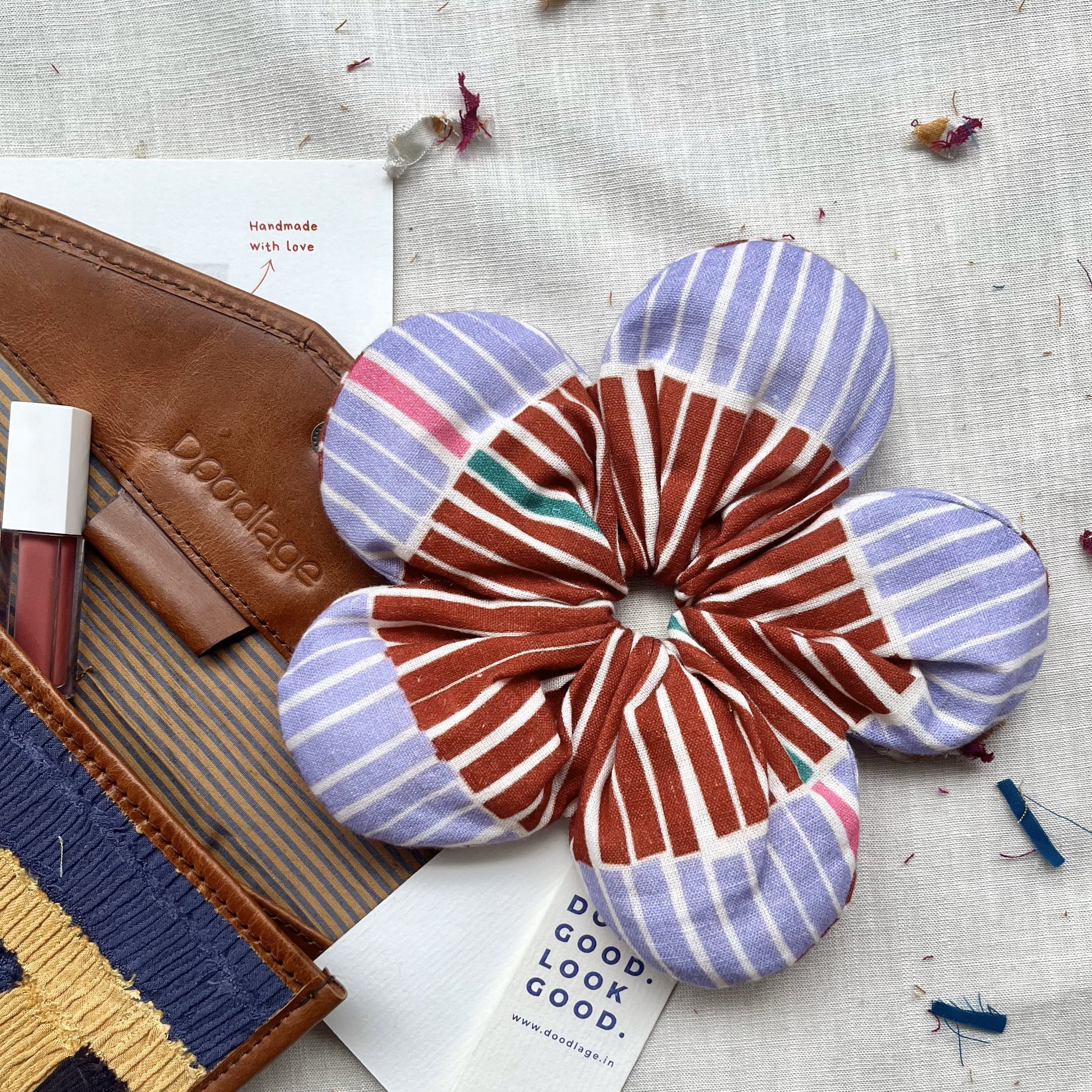 Striped Floral Scrunchie