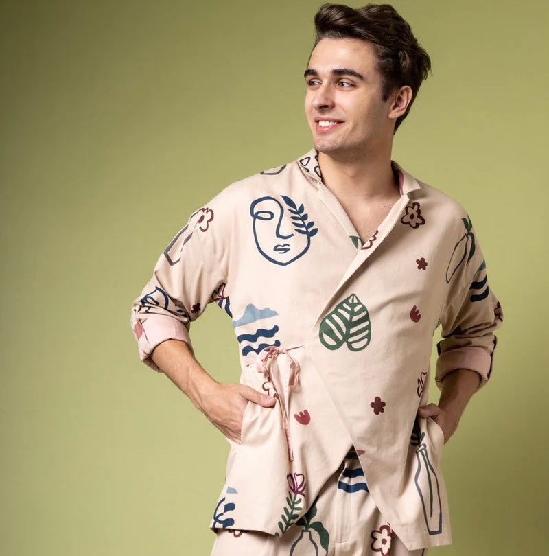 Beige Wrap Shacket
