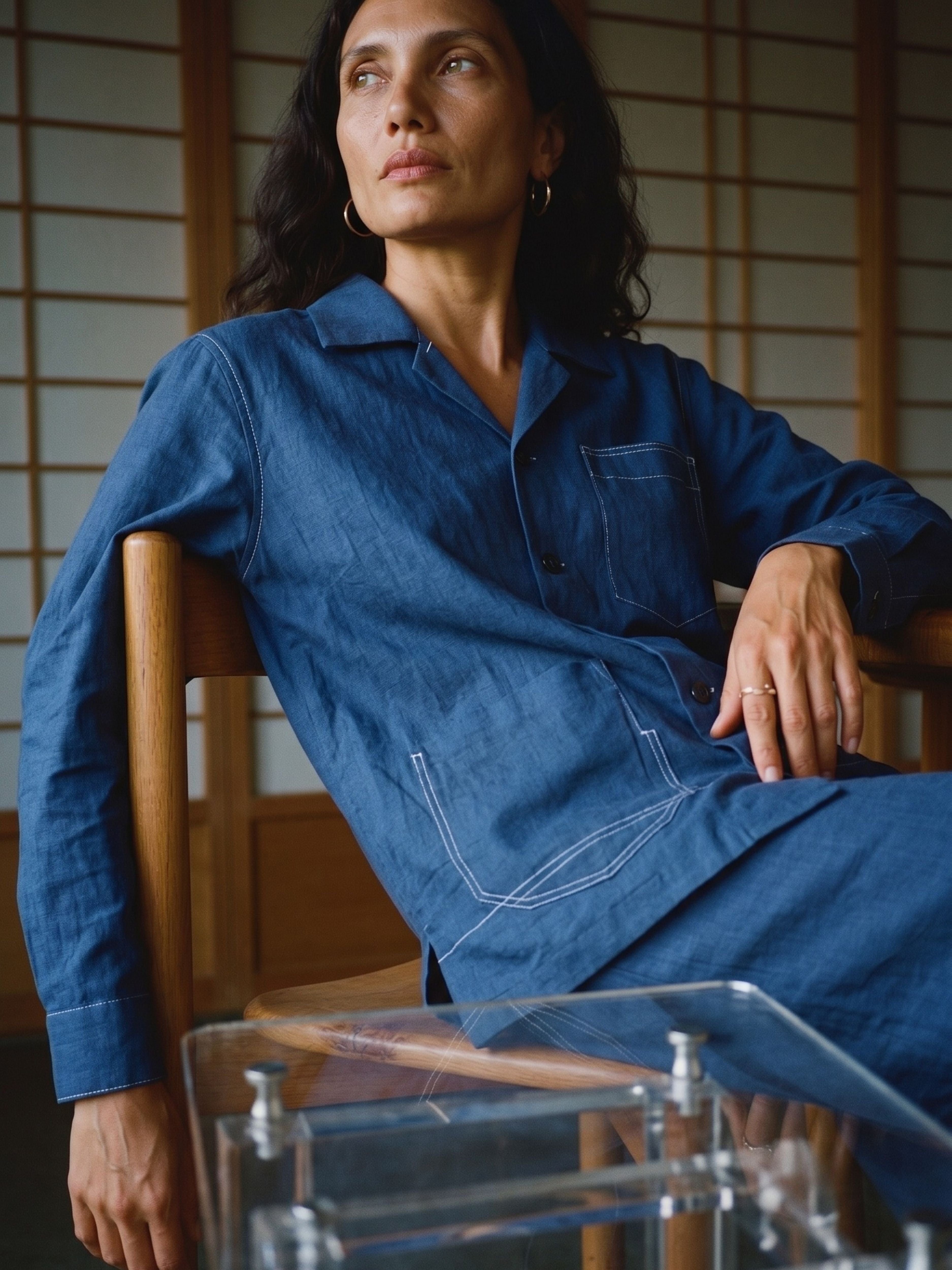 RENELLE MUTED INDIGO  SHIRT