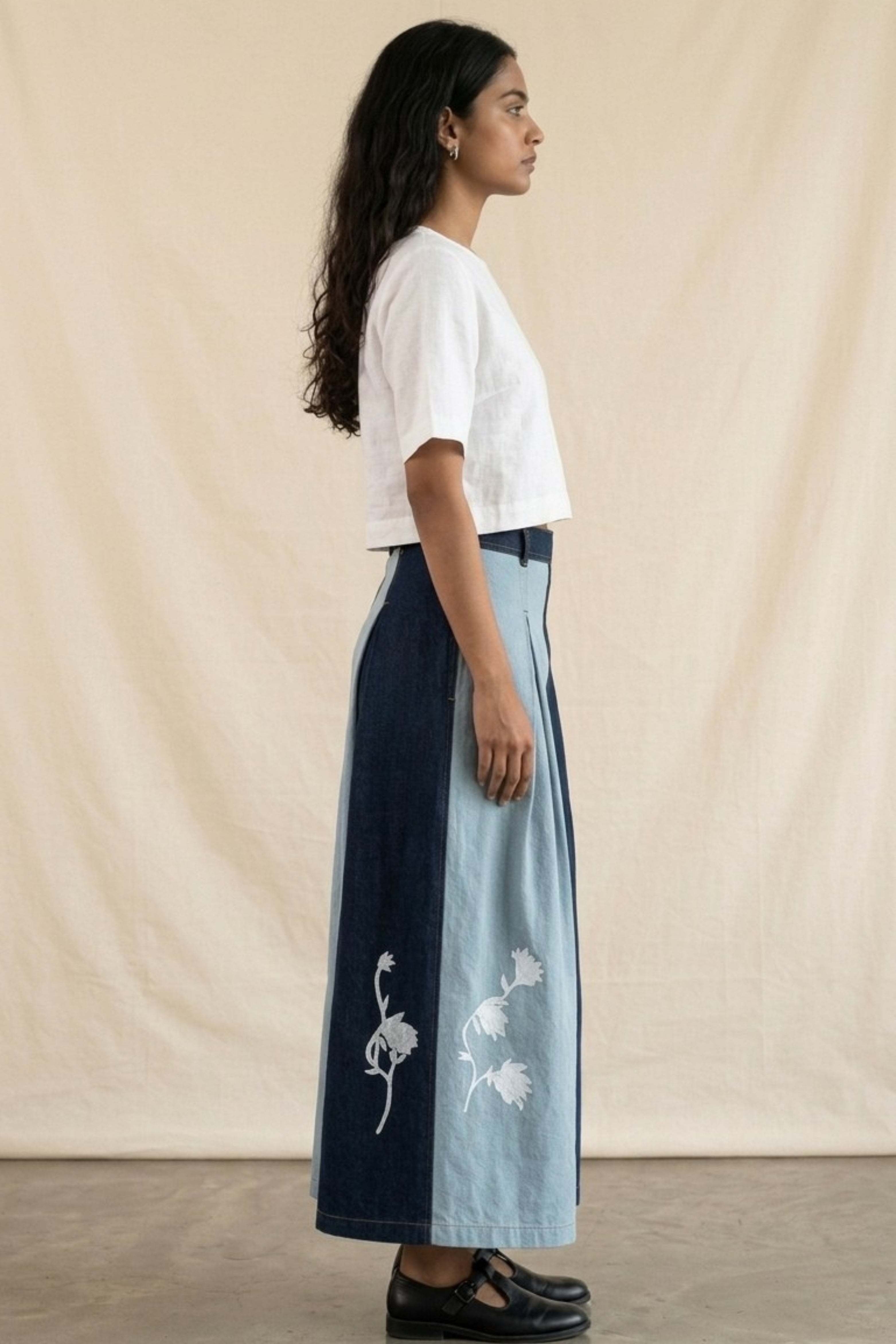 JUDY DENIM PANELLED SKIRT