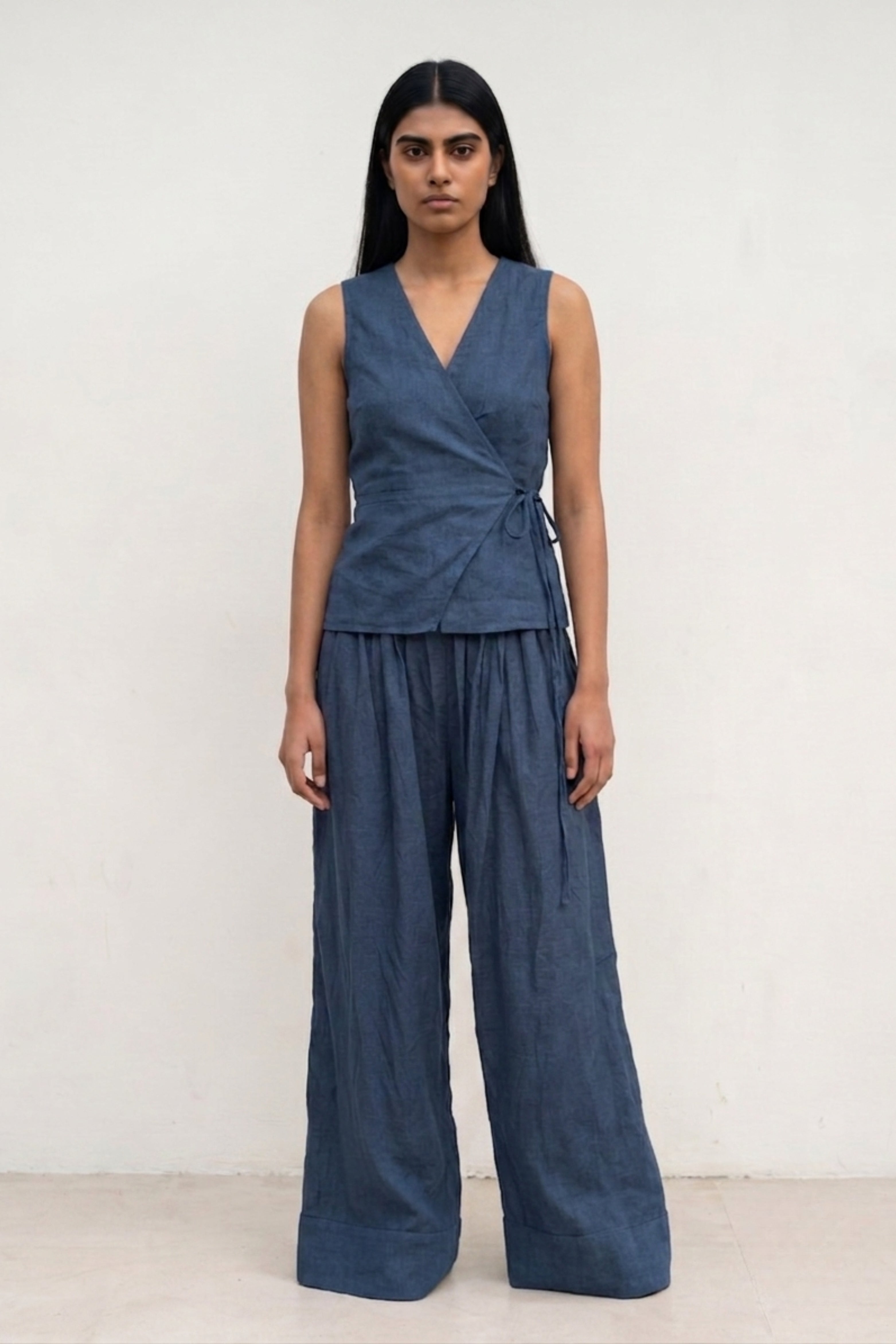 SYLVIA MUTED INDIGO WAISTCOAT