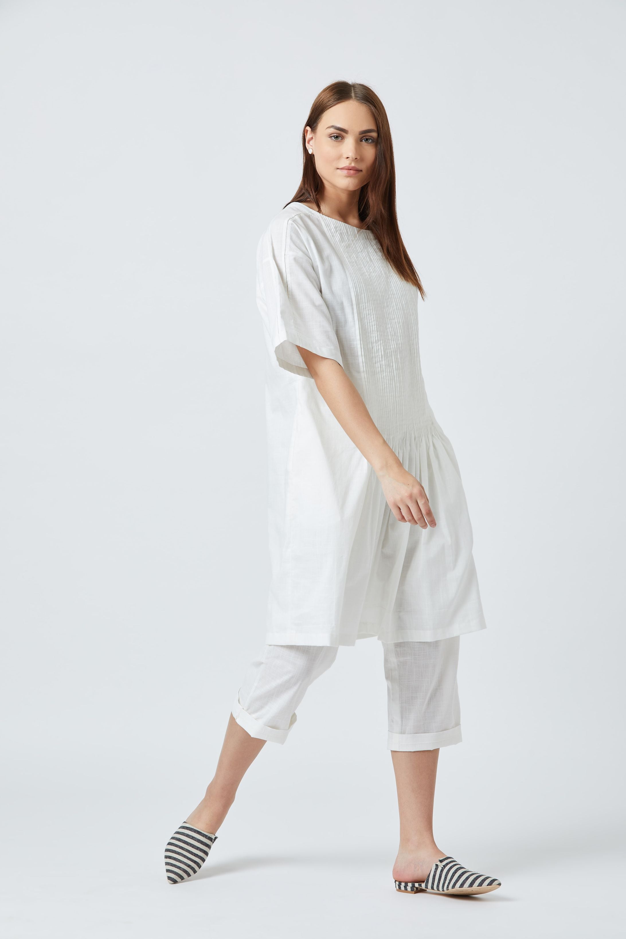 Jean White Tunic Set