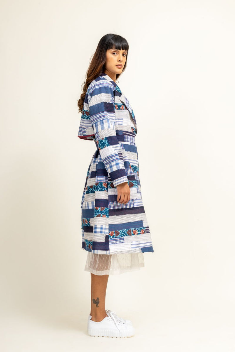 Sky Patchwork Trench