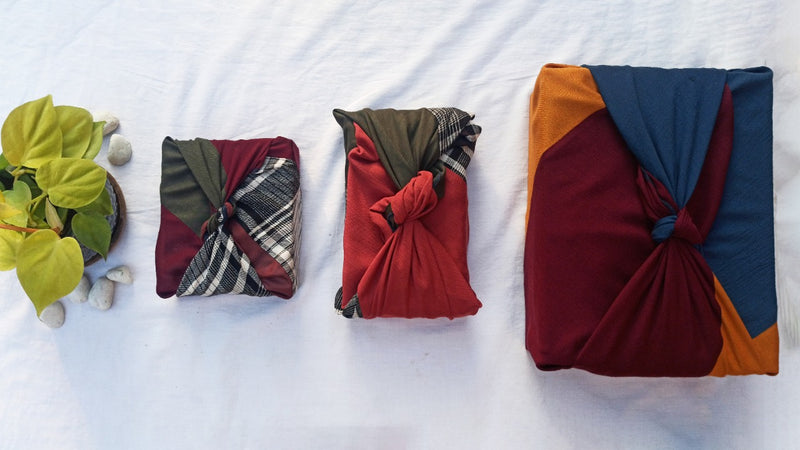 Reusable Set of Furoshiki Pouch and Gift Wrap